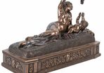 VENUS & CUPID SCULPTURE IN OLD MASTER STYLE ANTIQUE Dreamlike collector's item / based on  original by Veronese & signed