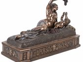 VENUS & CUPID SCULPTURE IN OLD MASTER STYLE ANTIQUE Dreamlike collector's item / based on  original by Veronese & signed