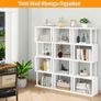 5/6-Tier Tall Bookshelf,S-Shaped Geometric Bookcase, Wood Display Shelves With Storage,Modern Bookshelf for Living Room Bedroom, Home Office, White Image 5