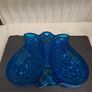 Vintage Turquoise Pressed Glass Twin Serving Dish Image 6