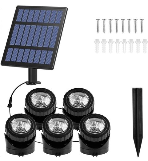 Solar Pond Lights, 5-in-1 Submersible Pond Light Outdoor Solar Landscape Spotlight Underwater Lights IP68 Waterproof Amphibious Lighting Light 2 Modes for Pond,Garden,Outdoor (FREE POSTAGE)