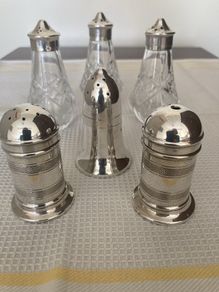 Vintage Silver plate & Galway Crystal Salt & Pepper Pots