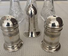 Vintage Silver plate & Galway Crystal Salt & Pepper Pots