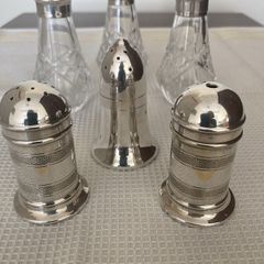 Vintage Silver plate & Galway Crystal Salt & Pepper Pots