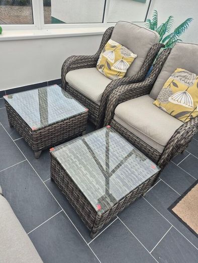 5Pce Grey Rattan Garden Set