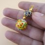 Afghani Handcrafted Yellow Colorful Enamel & Sparkling Brass Beaded Drop Earrings Vintage Ethnic Image 8