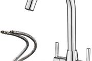 Kitchen Mixer Tap Dual Lever Swivel Spout Chrome Sink Taps (FREE POSTAGE)