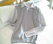 Men's Grey Pullover with Shirt Attached