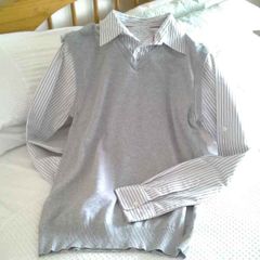 Men's Grey Pullover with Shirt Attached