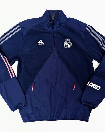 FREE POST Real Madrid adidas Football Sweatshirt 2020 / 21 (M) [Very Good] Half Zip Jumper
