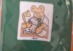 Handmade X-stitch Greeting Cards:- Paperwork Bear