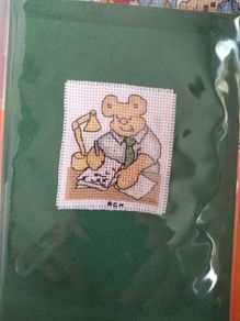 Handmade X-stitch Greeting Cards:- Paperwork Bear