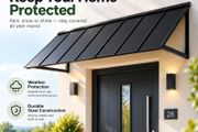Fixed Metal Door &amp; Window Awning  203 X 91cm Black Steel Canopy