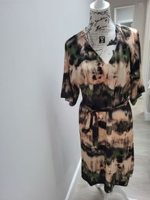 brown & green tones dress - reduced