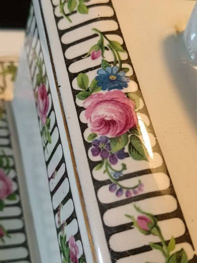 Henry Alcock Victorian Staffordshire Hand Painted Butter Dish