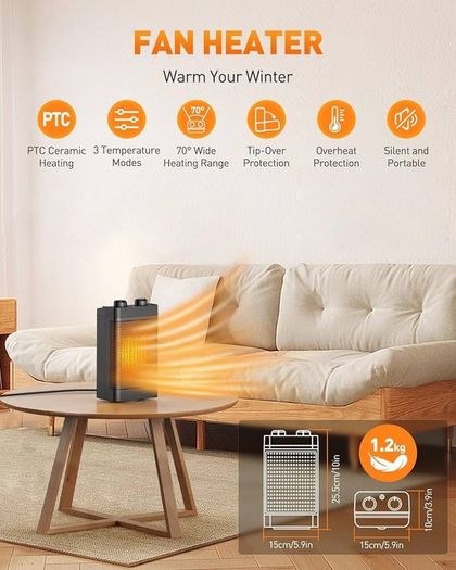 NEW SALE | Electric Heater,1500W Portable Fan Heater, 3 Modes, Energy Efficient