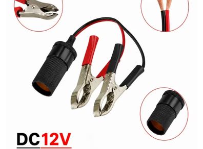 12V Battery for alligator Clips to Cigarette Lighter Socket Adapter Cable, Emergency Direct Power Cord for Car Tire Inflator, Cooler, Vacuum, Universal for All 12V Vehicles,