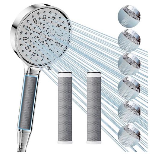 Hard Water Filter Shower Head and Hose, 3 Pack Carbon Shower Filter 6 Spray Mode High Pressure Shower Heads, Water Softener Showerhead for Residual Chlorine Remove, Reduces Dry Itchy Skin