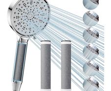 Hard Water Filter Shower Head and Hose, 3 Pack Carbon Shower Filter 6 Spray Mode High Pressure Shower Heads, Water Softener Showerhead for Residual Chlorine Remove, Reduces Dry Itchy Skin
