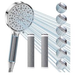 Hard Water Filter Shower Head and Hose, 3 Pack Carbon Shower Filter 6 Spray Mode High Pressure Shower Heads, Water Softener Showerhead for Residual Chlorine Remove, Reduces Dry Itchy Skin