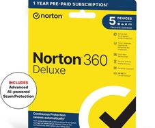 Norton 360 Deluxe 1 Year 5 Devices 50GB Cloud