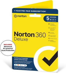 Norton 360 Deluxe 1 Year 5 Devices 50GB Cloud