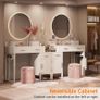 Dressing Table Vanity Desk with 4 Storage Drawers - Modern Makeup Desk with Charging Station, Vanity Desk with Reversible Cabinet Table Set with Divided Organizers for Women Girls Image 5