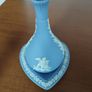 Vintage Wedgwood blue jasper stoneware two-piece set of vases and trifle saucers. Image 3