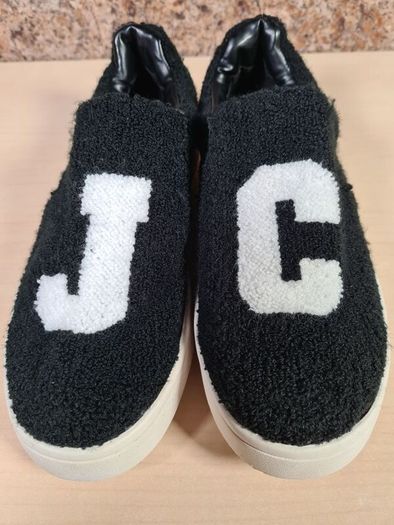 womens girls JC Juicy Couture Black terry cloth teddy Teresa slip on trainer  Size UK 4 EU 37