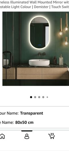 LED bathroom mirror 3 light colours 80x50cm