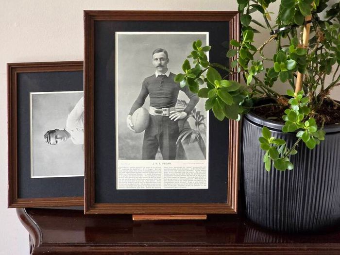 Antique Rugby History Framed Victorian Magazine Portraits Fegan and Field