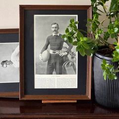 Antique Rugby History Framed Victorian Magazine Portraits Fegan and Field