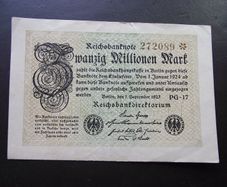 Germany. Reichsbanknote. 20 Millionen Mark (1.9.1923) Nice Condition!