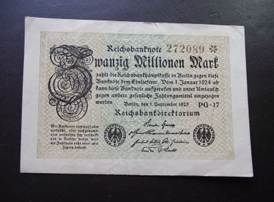 Germany. Reichsbanknote. 20 Millionen Mark (1.9.1923) Nice Condition!