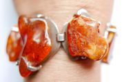 54.4gr giant UNIQUE Baltic Amber Bracelet, SET IN STERLING SILVER 925, Dark Honey Amber Chain and Link Bracelet with natural Inclusions