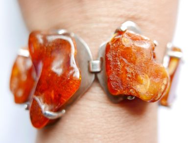 54.4gr giant UNIQUE Baltic Amber Bracelet, SET IN STERLING SILVER 925, Dark Honey Amber Chain and Link Bracelet with natural Inclusions