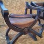 3 Antique X-Frame Oak Armchairs Image 5