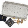 Silver Satin Rhinestone Clutch Bag Wedding or Party Image 8