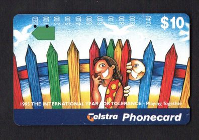 1995 Australia AU10 Playing Together for 1995 Year Of Tolerance (Anritsu) Phone card