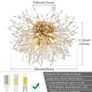 Modern Crystal Chandeliers Ceiling Light, Fireworks Chandelider, Gold K9 Crystals Ceiling Lights, Flush Mount Lighting, 6 G9 LED, Golden Lamps for Living Room, Bedroom, Dining Room, Hallway (FREE POSTAGE) Image 2