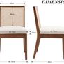Set of 2 Dining Room Chairs, Linen Kitchen Chairs with Rattan Backrest, Vintage Wooden Accent Chairs for Dining Room, Kitchen, Living Room (Brown-2) Image 2
