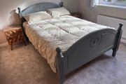 4ft6inch grey wooden bed with new mattress option