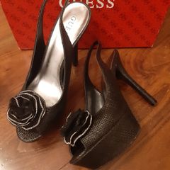 Ladies  Black Guess  Peeptoe slingback shoes