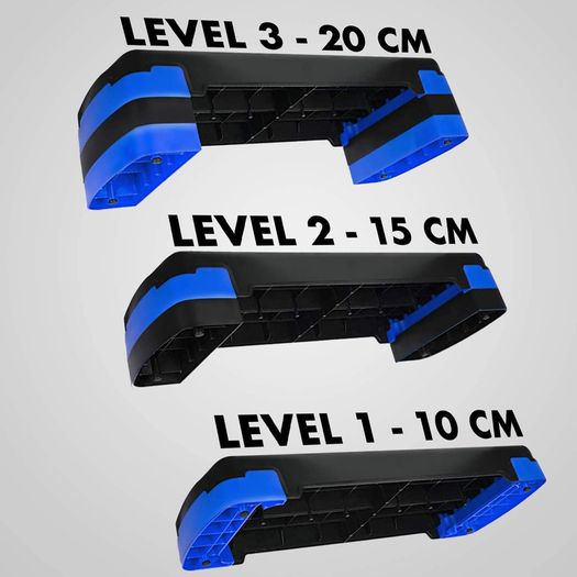 _Exercise Steps, Fitness Stepper for Home & Gym, Suited for Aerobics, Cardio, Weights, Yoga, DVD Workout, Adjustable 3 Step Level Heights (10, 15, 20cm) Perfect Equipment Accessory Set for Fitness Routines