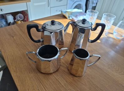 Vintage Elkington & Co Monarchy plate Art Deco Coffee pot, tea pot sugar bowl and jug