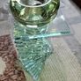 Vintage Unique Green Glass Candle Holder, striking twisted, stacked-plate design. Postage Available or Collection Image 2