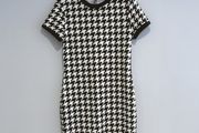 Pre Owned Classic Black &amp; White Houndstooth Bodycon Dress
