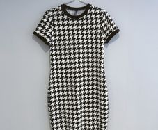 Pre Owned Classic Black & White Houndstooth Bodycon Dress