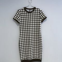 Pre Owned Classic Black & White Houndstooth Bodycon Dress