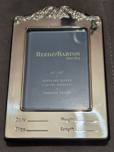 Reed & Barton Sterling Silver Baby Record Picture Frame Boxed 2.5 x 3.5
